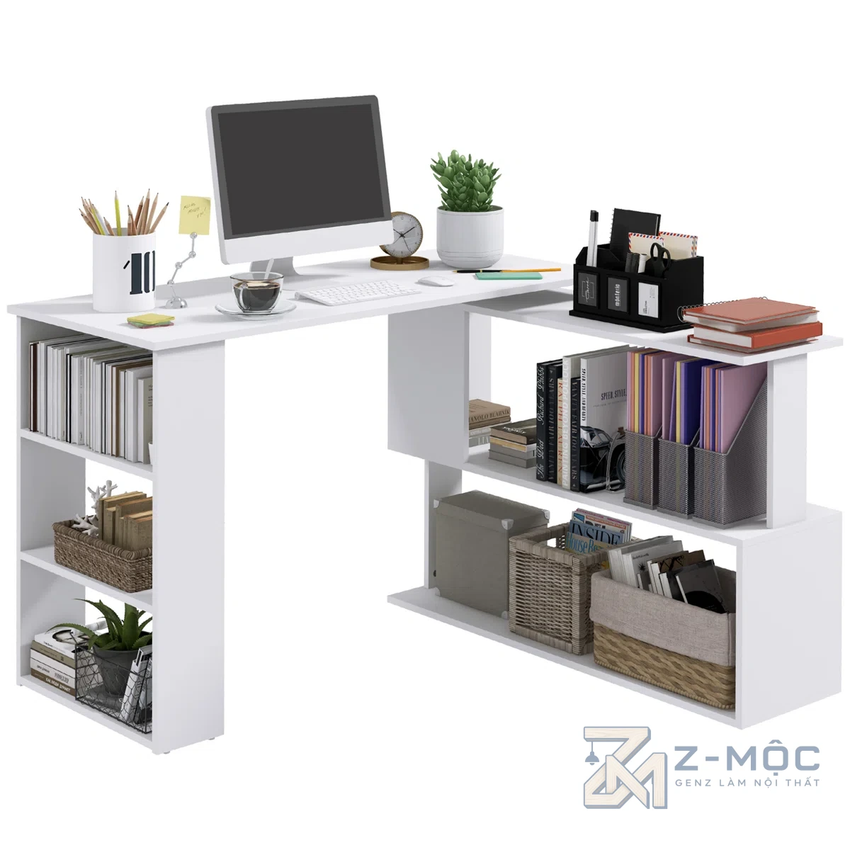 Bàn Học Chữ L Có Kệ Sách Hiện Đại Đa Năng ZM-70002 - ảnh chi tiết 6