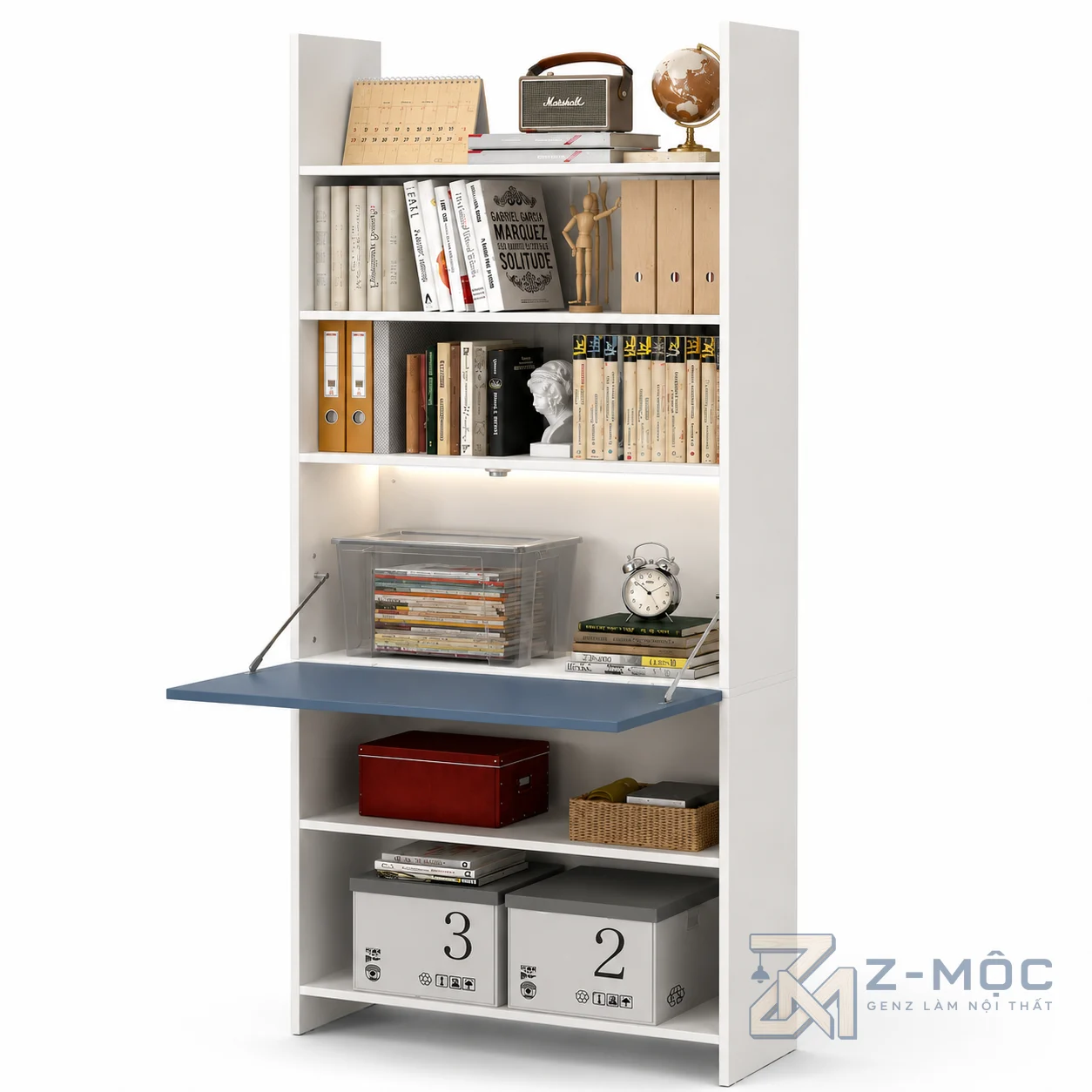Bàn Học Gấp Gọn Liền Kệ Sách Màu Xanh ZM-70014 - ảnh chi tiết 1