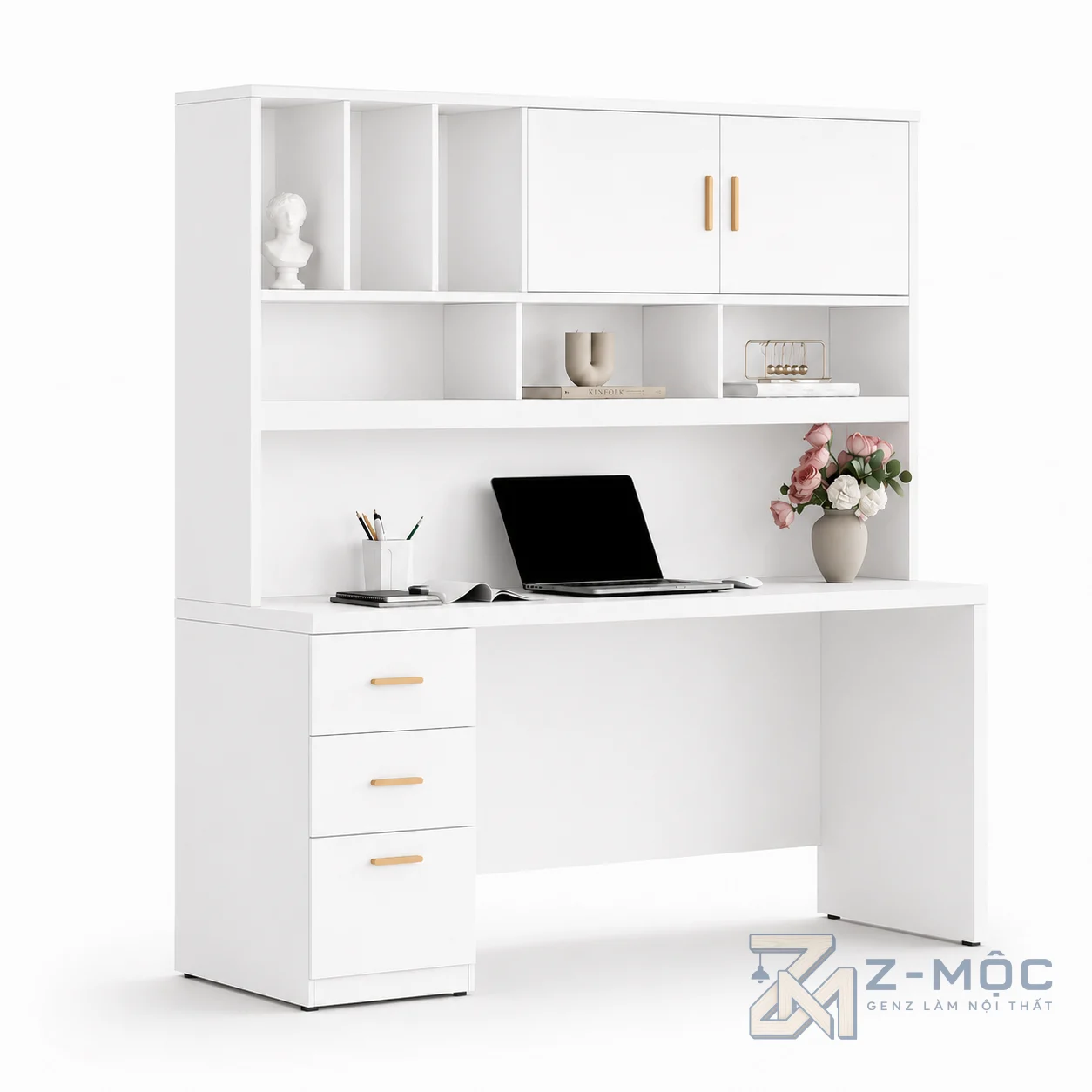 Bàn Học Kèm Giá Sách Phối Màu Xanh Trắng Hiện Đại ZM-70029 - ảnh chi tiết 1