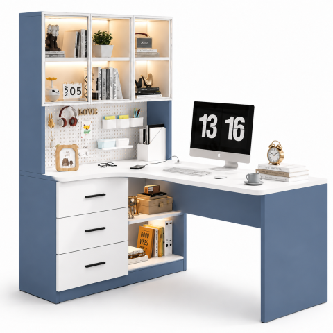 Bàn Học Liền Giá Sách Chữ L Tiện Ích ZM-70005 - 1600x600x750mm + Kệ 1200x500x1700mm - ZM-70005.2
