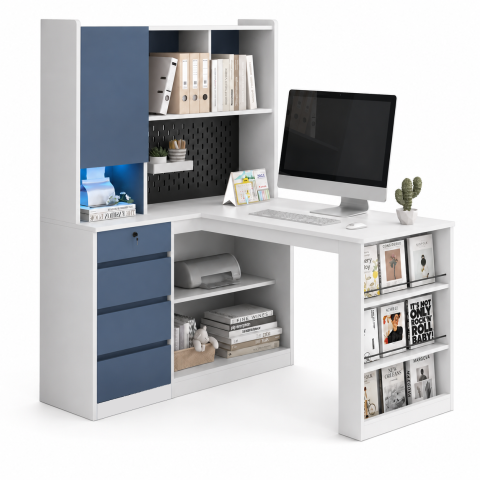 Bàn Học Liền Giá Sách Nhiều Ô Để Đồ Gọn Gàng ZM-70007 - 1200x600x750mm + Kệ 1200x400x1600mm - ZM-70007.1