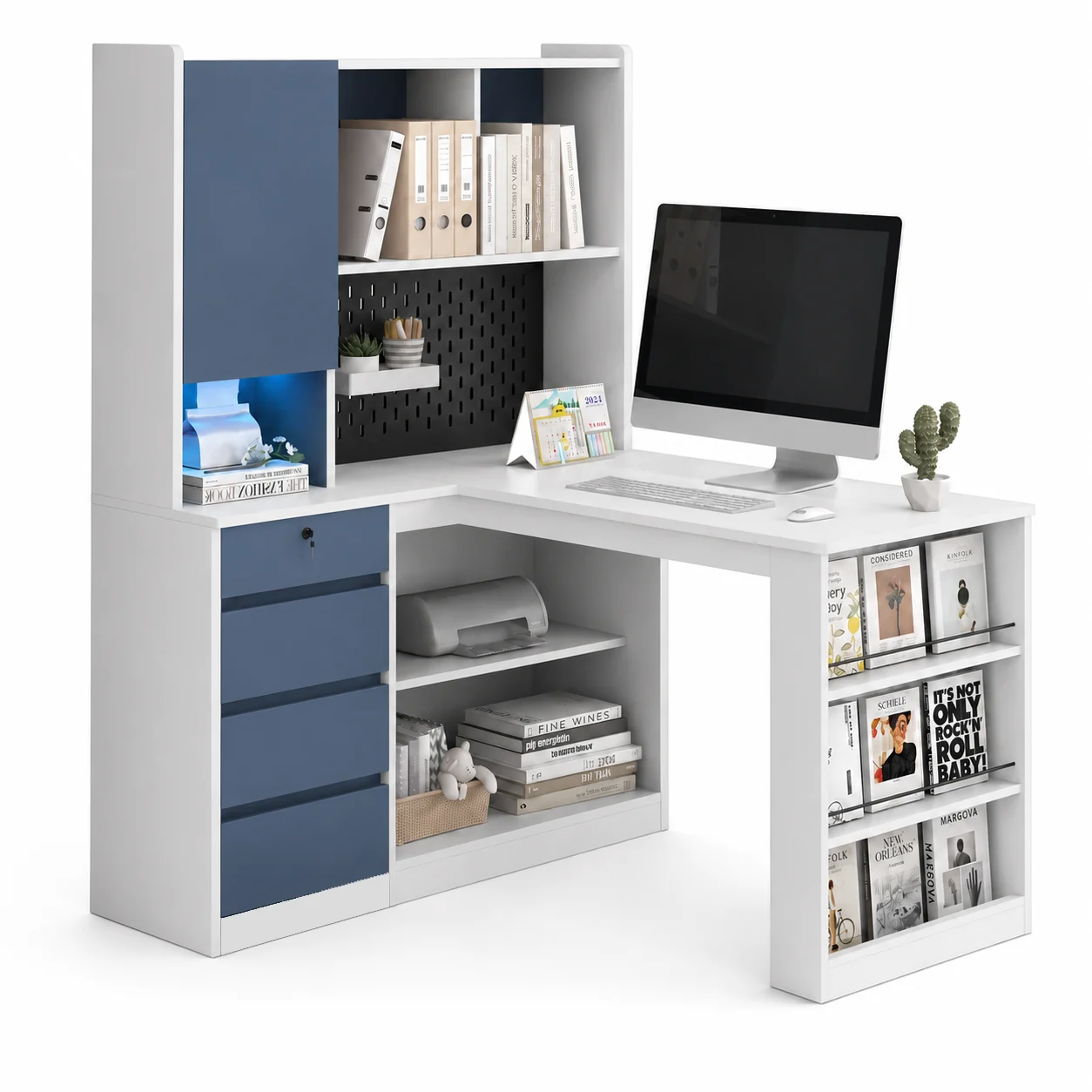 Bàn Học Liền Giá Sách Nhiều Ô Để Đồ Gọn Gàng ZM-70007 - 1200x600x750mm + Kệ 1200x400x1600mm - ZM-70007.1