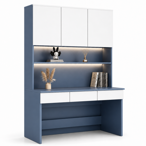 Bàn Học Và Giá Sách Màu Xanh Blue Đơn Giản ZM-70008 - 1400x600x1700mm - ZM-70008.2