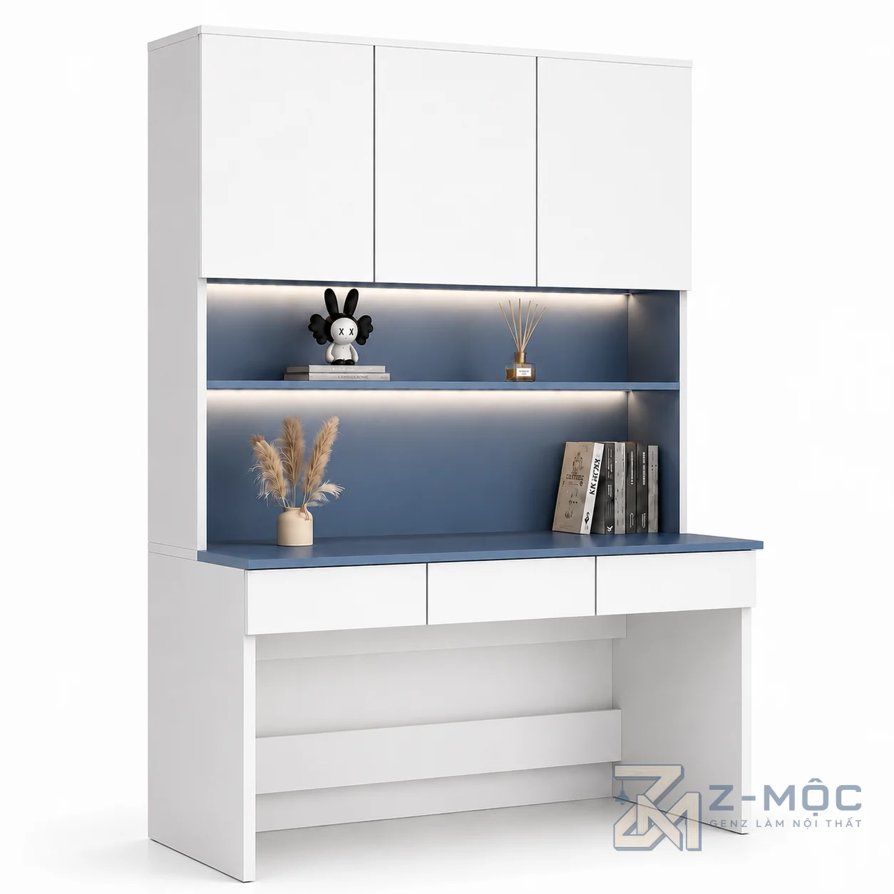 Bàn Học Và Giá Sách Màu Xanh Blue Đơn Giản ZM-70008 - ảnh chi tiết 7