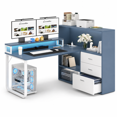 Bàn Học Và Làm Việc Chữ L Có Tủ Lưu Trữ Zm-70009 - 1200x600x750mm + Tủ 1000x300x1100mm - Zm-70009.1