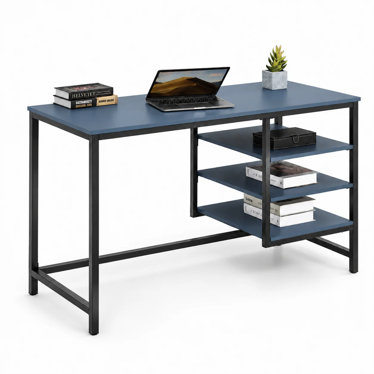 Bàn Làm Việc Khung Sắt Mặt Gỗ Có Kệ Bên Hiện Đại ZM-70022 - 1200x600x750mm - ZM-70022.1