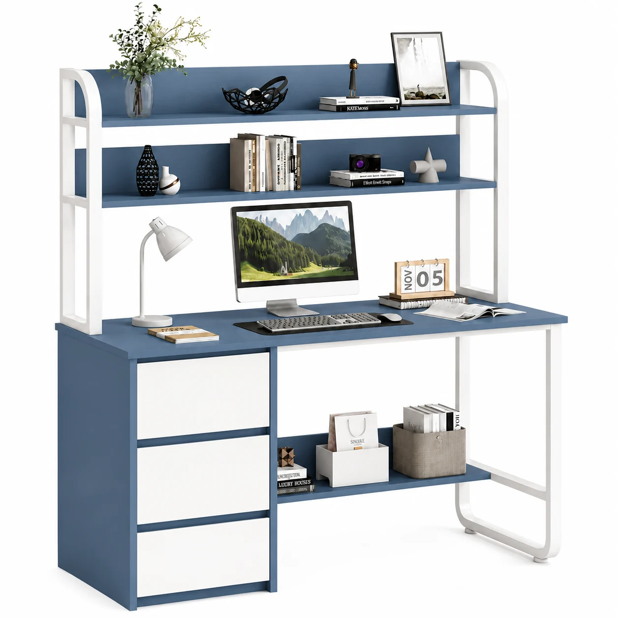 Bàn Làm Việc Liền Kệ Sách Khung Sắt Hiện Đại ZM-70021 - 1200x600x1600mm - ZM-70021.2