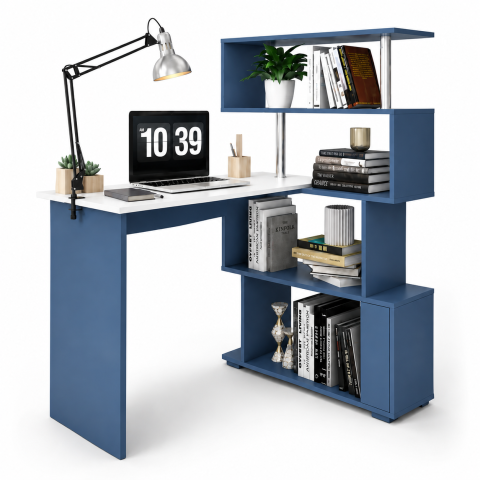 Bàn Làm Việc Liền Kệ Sách Màu Xanh ZM-70006 - 1200x500x750mm + Kệ 1000x250x1200mm - ZM-70006.1