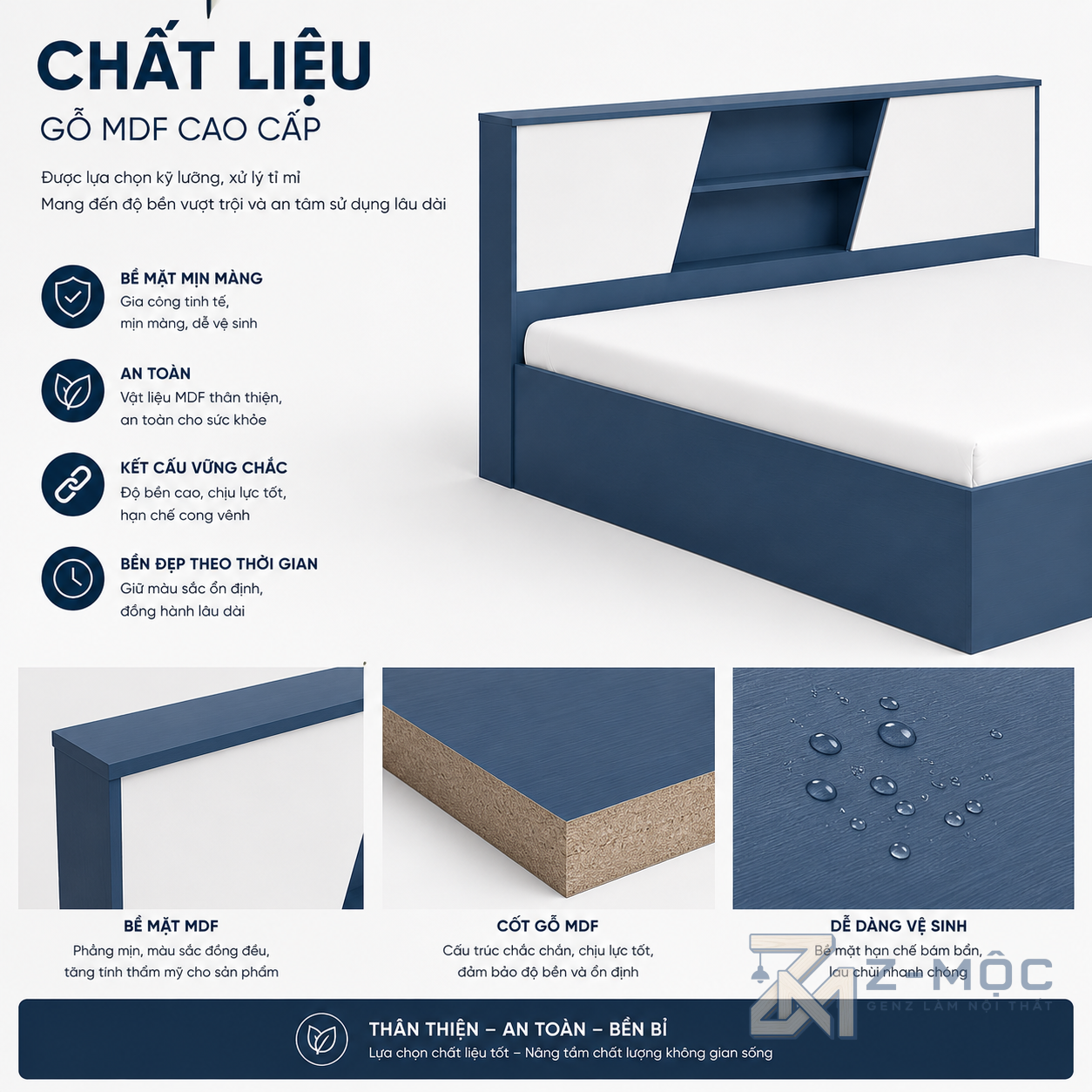 Chất liệu bền chắc, dễ vệ sinh