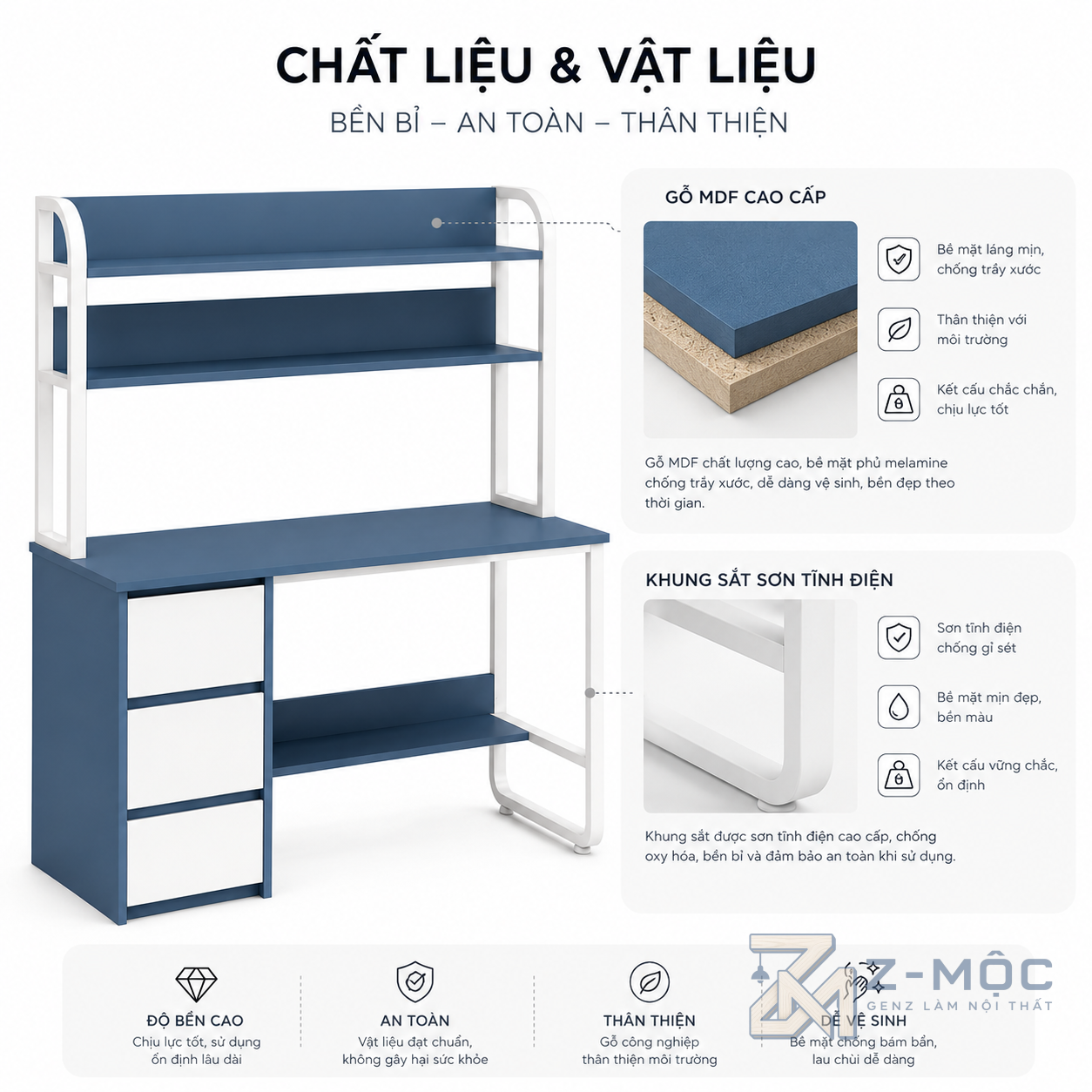 Chất liệu bền đẹp cho thời gian sử dụng lâu dài