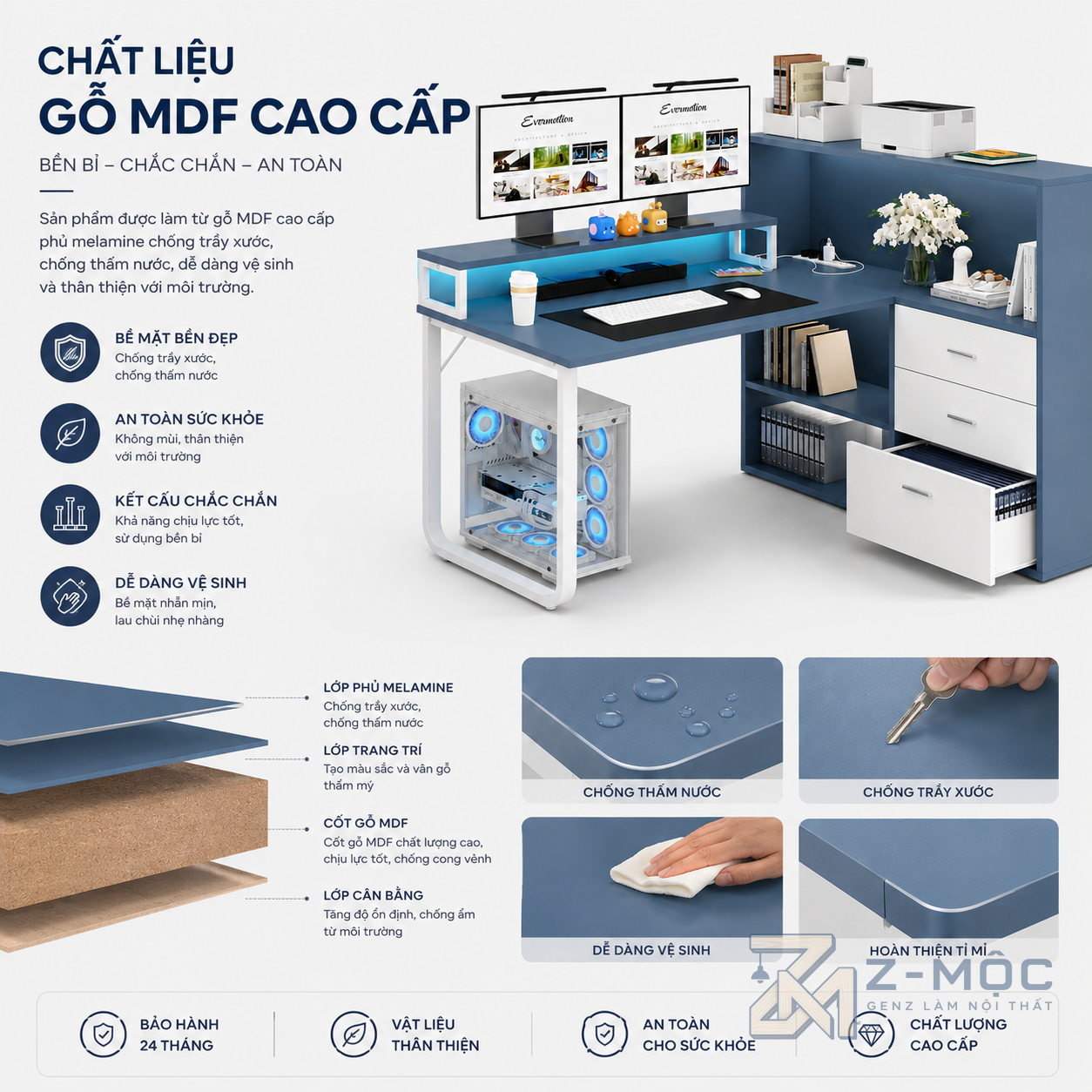Chất liệu bền đẹp đáp ứng nhu cầu sử dụng lâu dài