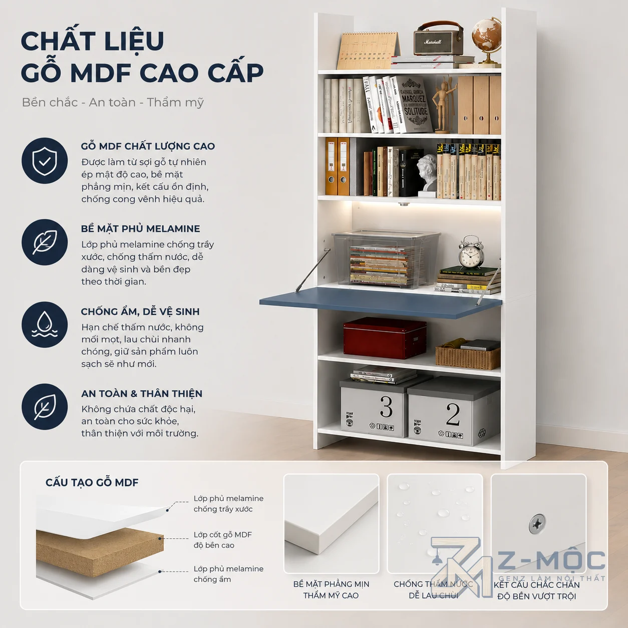 Chất liệu bền đẹp, dễ vệ sinh