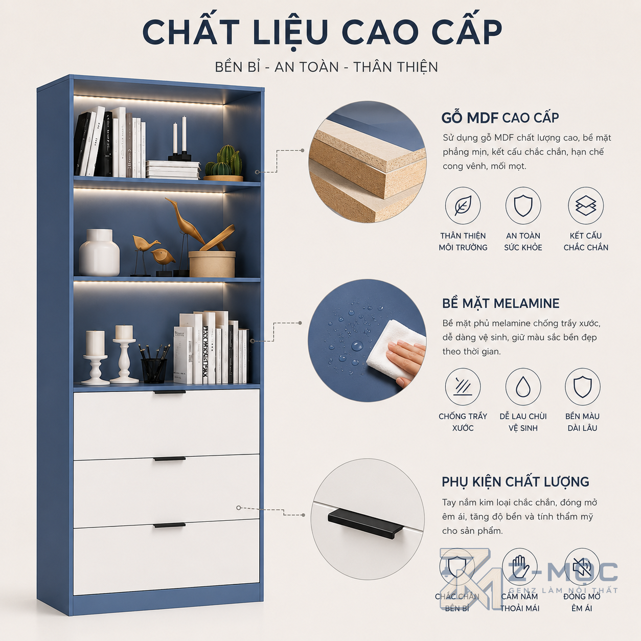 Chất liệu bền đẹp, dễ vệ sinh