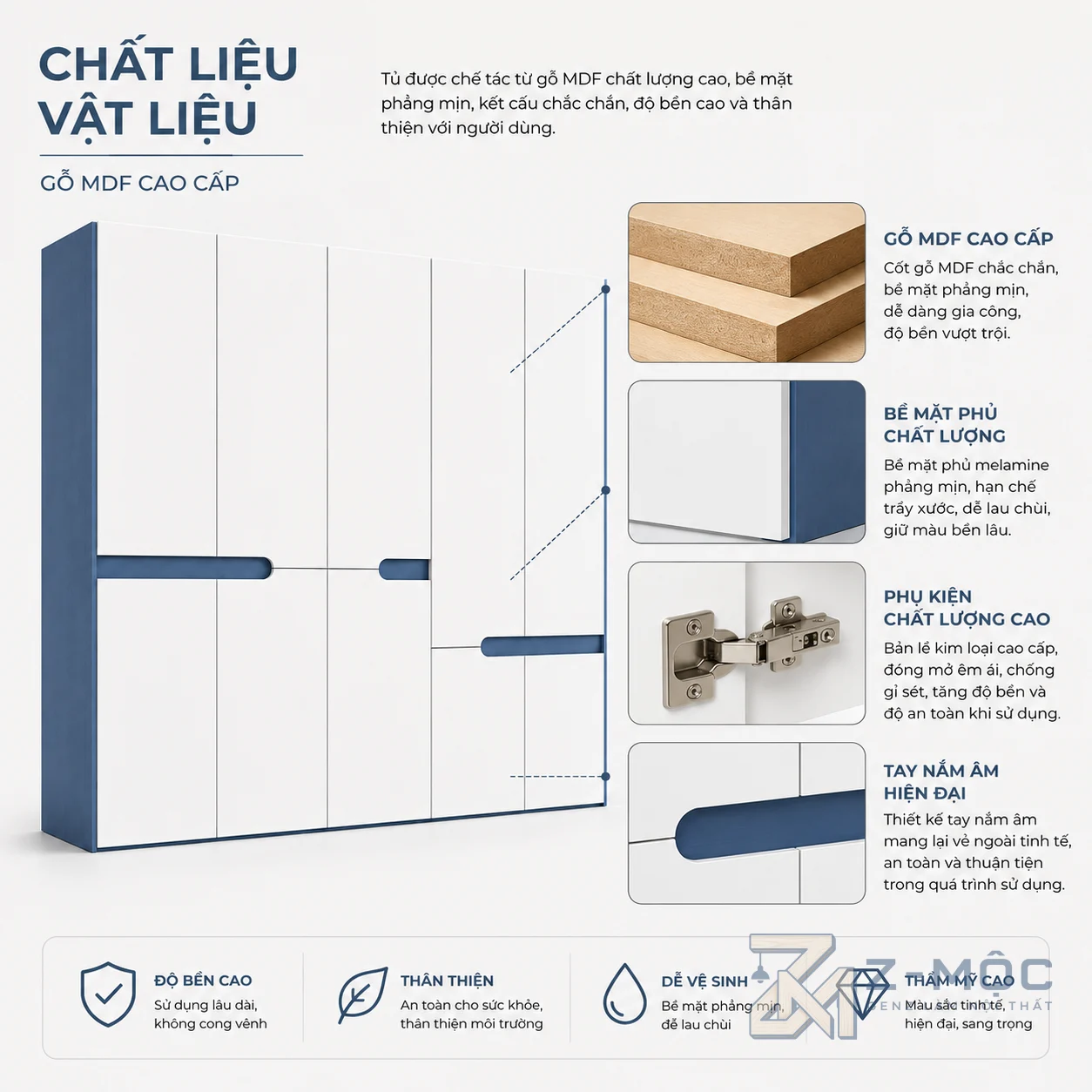 Chất liệu bền đẹp, dễ vệ sinh