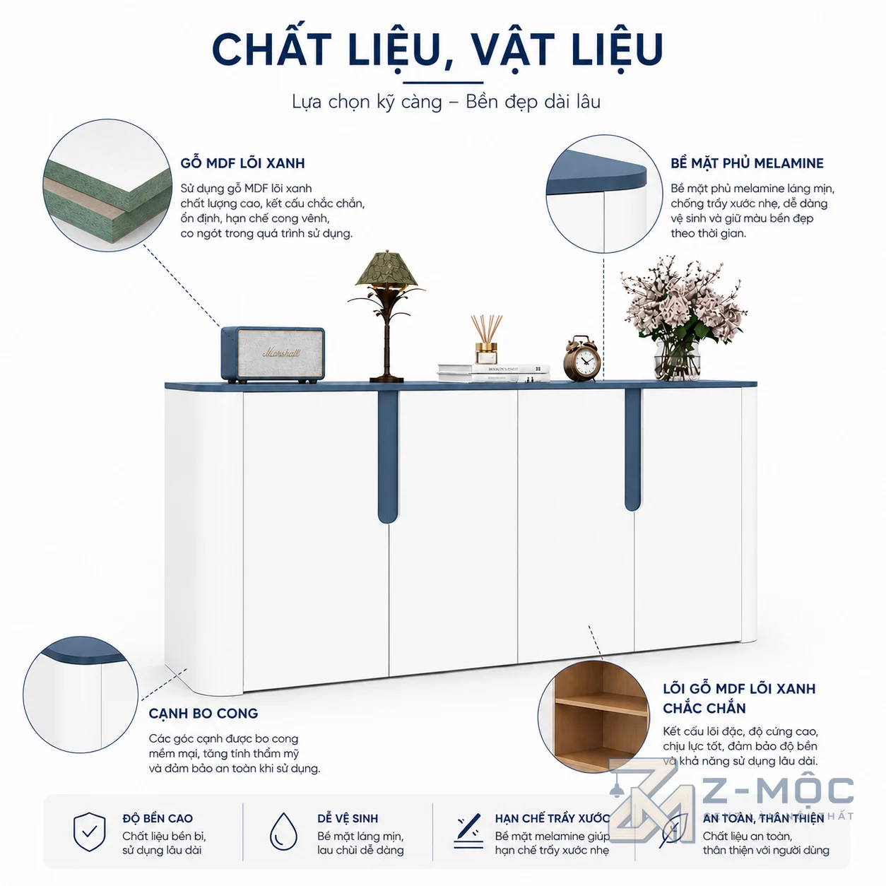 Chất liệu bền đẹp, dễ vệ sinh