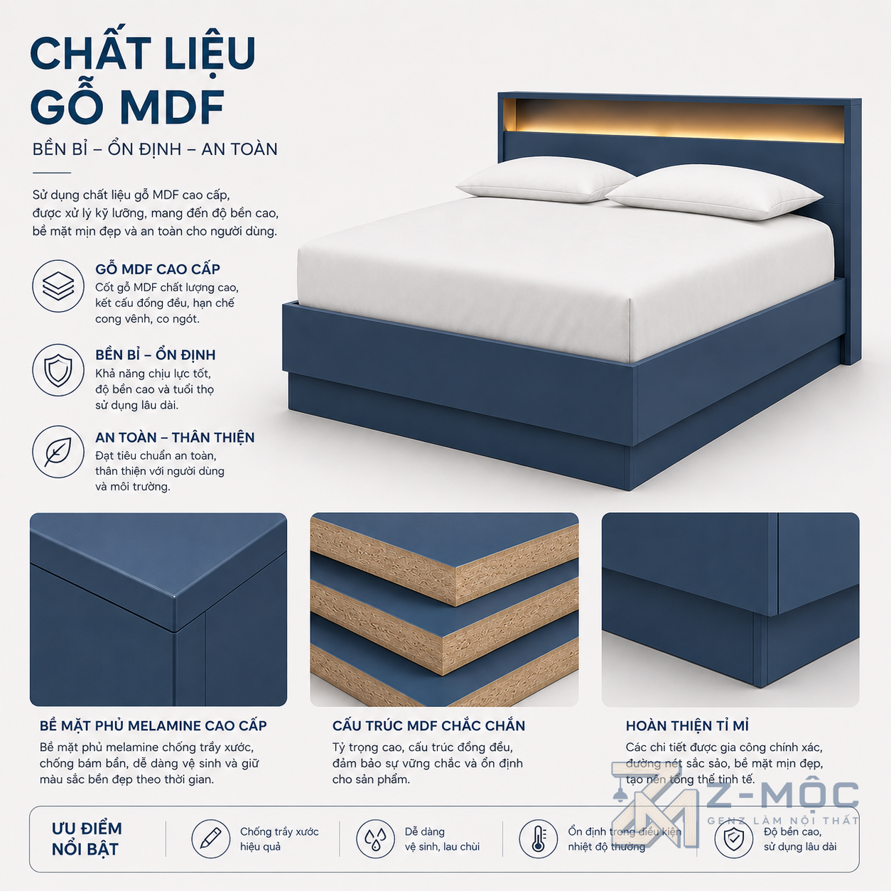 Chất liệu bền đẹp, dễ vệ sinh trong quá trình sử dụng