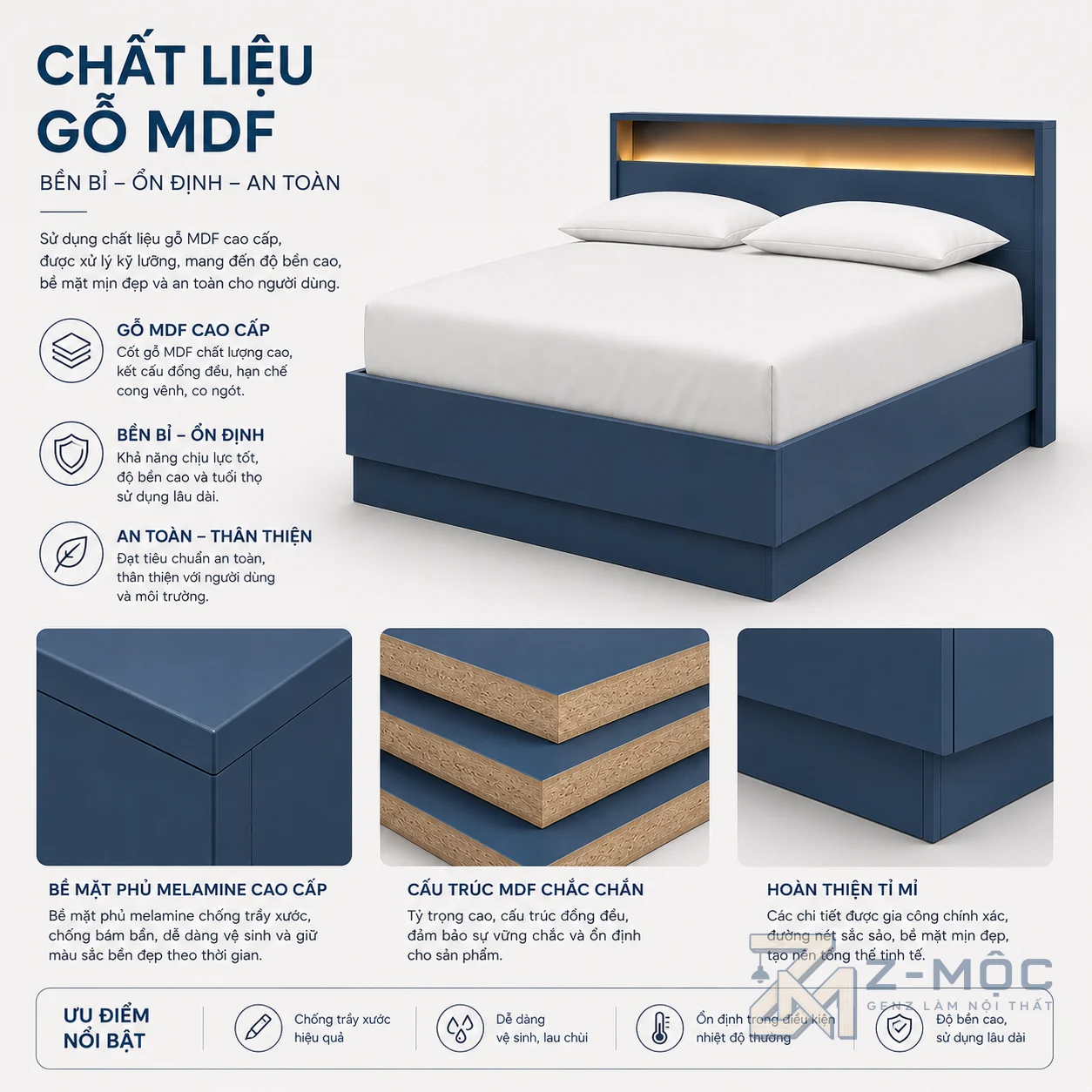 Chất liệu bền đẹp, dễ vệ sinh trong quá trình sử dụng