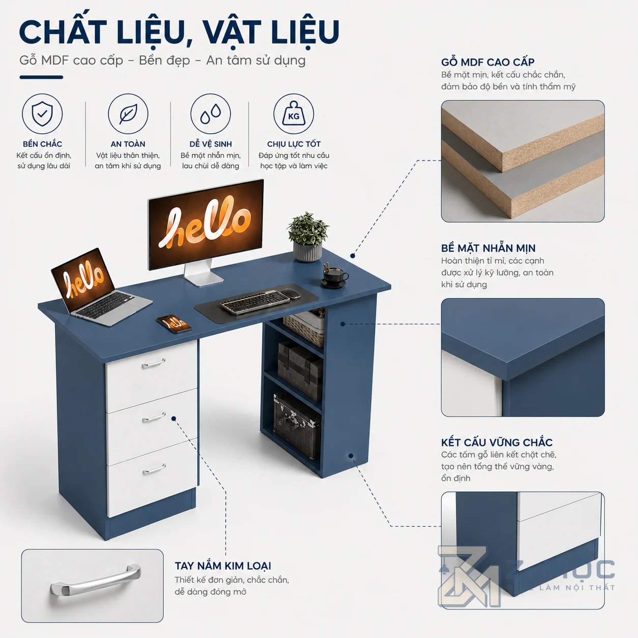 Chất liệu bền đẹp, sử dụng lâu dài