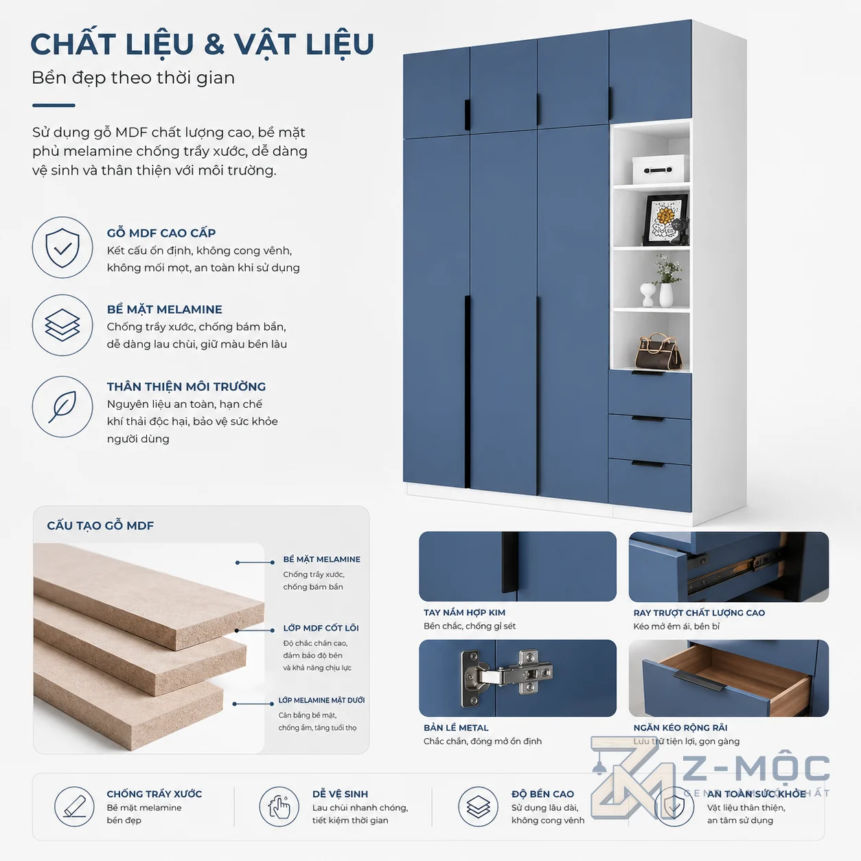 Chất liệu bền đẹp, sử dụng ổn định lâu dài