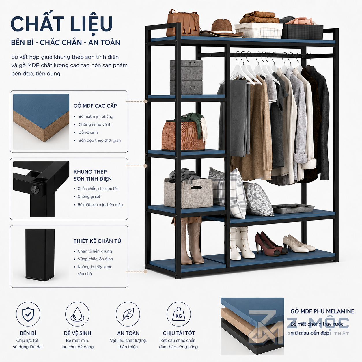Chất liệu bền đẹp, sử dụng ổn định lâu dài