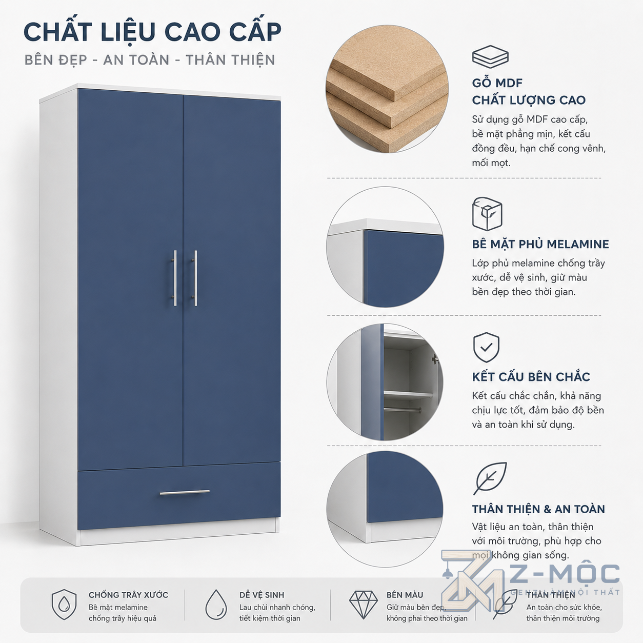 Chất liệu bền đẹp, thuận tiện cho quá trình sử dụng