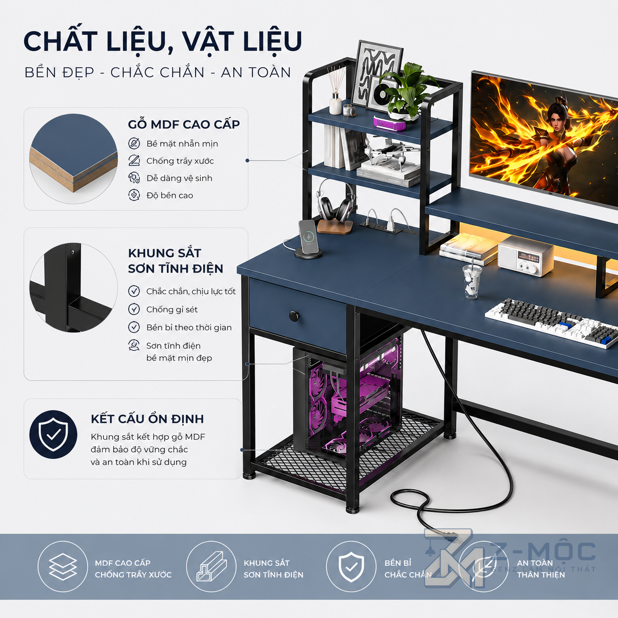 Chất liệu chắc chắn, sử dụng lâu dài