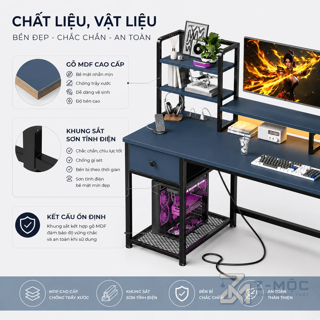 Chất liệu chắc chắn, sử dụng lâu dài