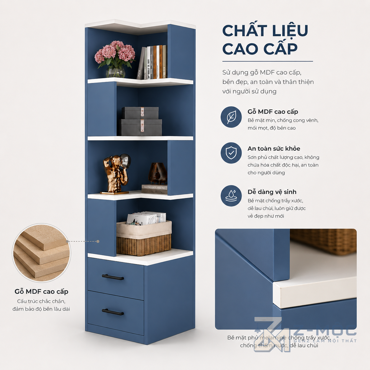 Chất liệu gỗ MDF bền đẹp