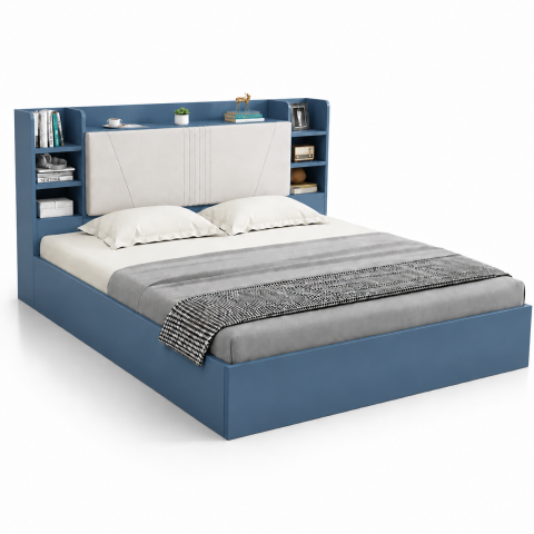 Giường Ngủ Bọc Nệm Đầu Giường Kèm Kệ Để Đồ Tiện Ích ZM-11020 - 1800x2000mm - ZM-11020.2
