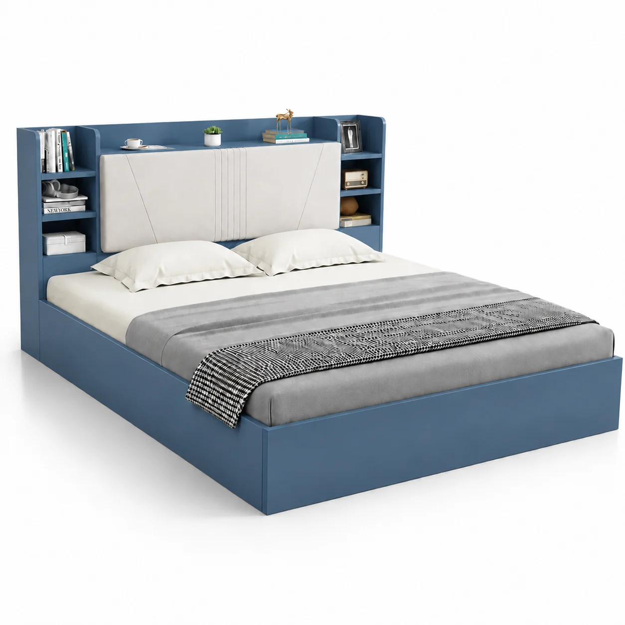 Giường Ngủ Bọc Nệm Đầu Giường Kèm Kệ Để Đồ Tiện Ích ZM-11020 - 1800x2000mm - ZM-11020.2