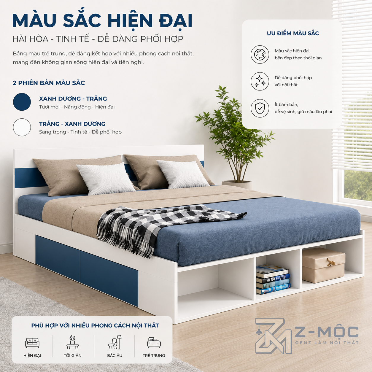 Giường Ngủ Có Kệ Cuối Giường Đa Năng ZM-11010 - ảnh chi tiết 5