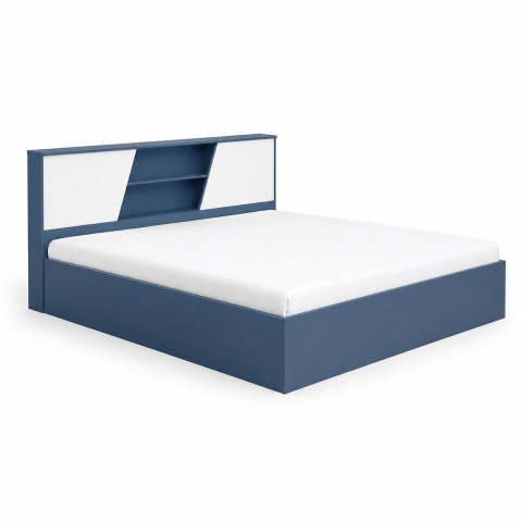 Giường Ngủ Có Kệ Đầu Giường Màu Xanh Phối Trắng ZM-11018 - 1800x2000mm - ZM-11018.2