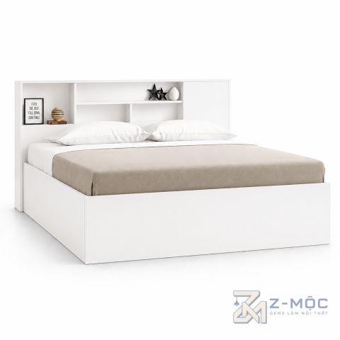 Giường Ngủ Có Kệ Đầu Giường Màu Xanh Tiện Ích ZM-11016 - ảnh chi tiết 1