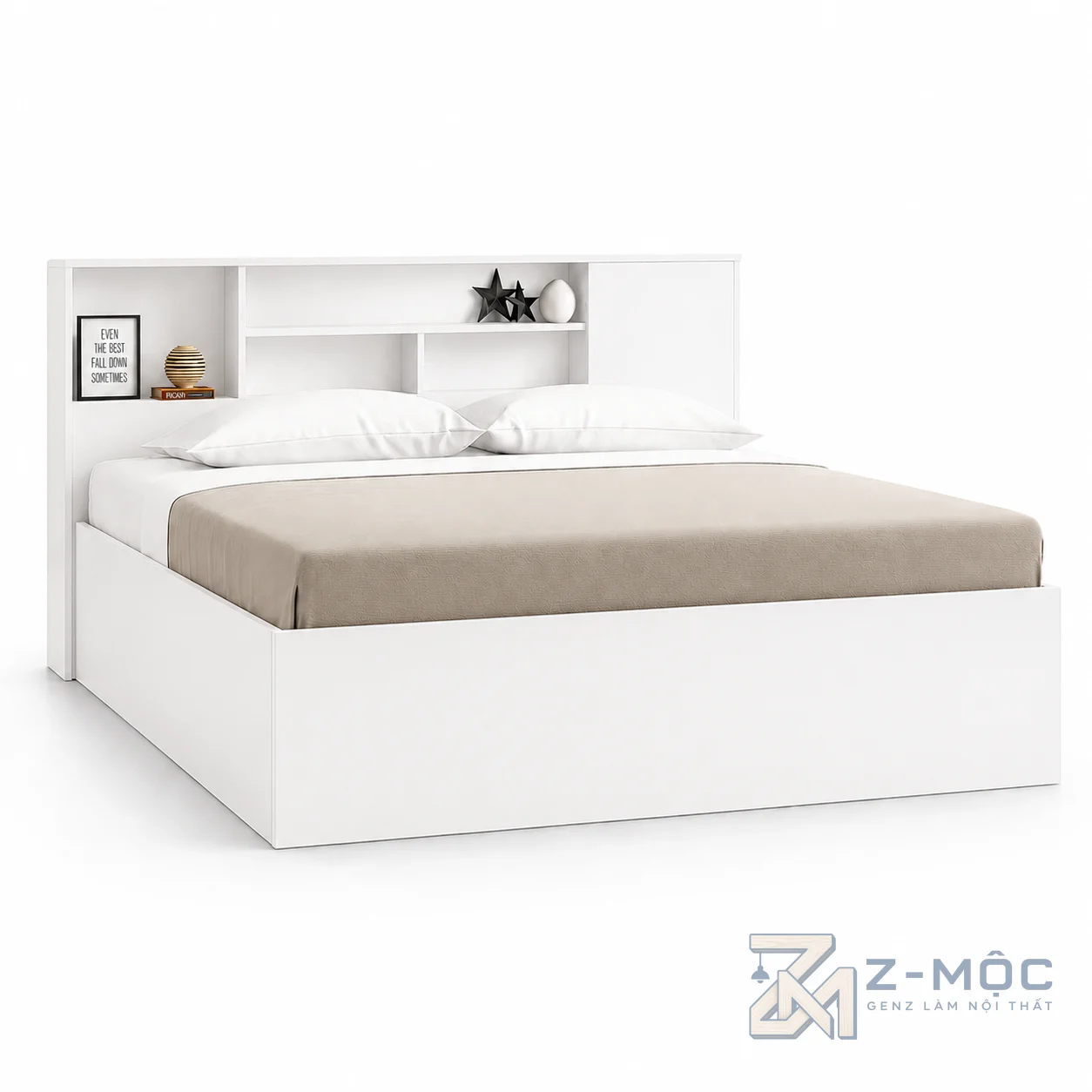 Giường Ngủ Có Kệ Đầu Giường Màu Xanh Tiện Ích ZM-11016 - ảnh chi tiết 1