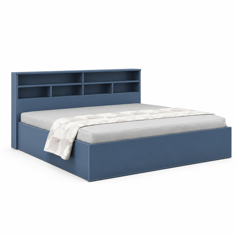 Giường Ngủ Có Kệ Đầu Giường Nhiều Ô Màu Xanh ZM-11015 - 1800x2000mm - ZM-11015.2
