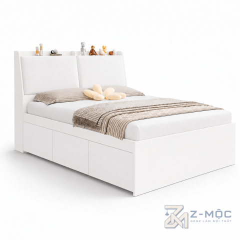 Giường Ngủ Có Ngăn Kéo Và Kệ Đầu Giường Tiện Ích ZM-11019 - ảnh chi tiết 1