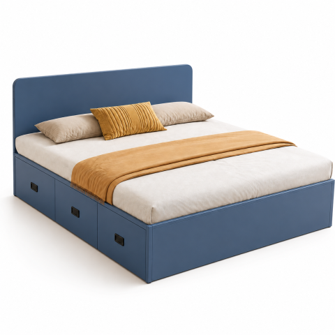 Giường Ngủ Gỗ Có Ngăn Kéo Lưu Trữ Màu Xanh Hiện Đại ZM-11002 - 1600x2000mm - ZM-11002.2