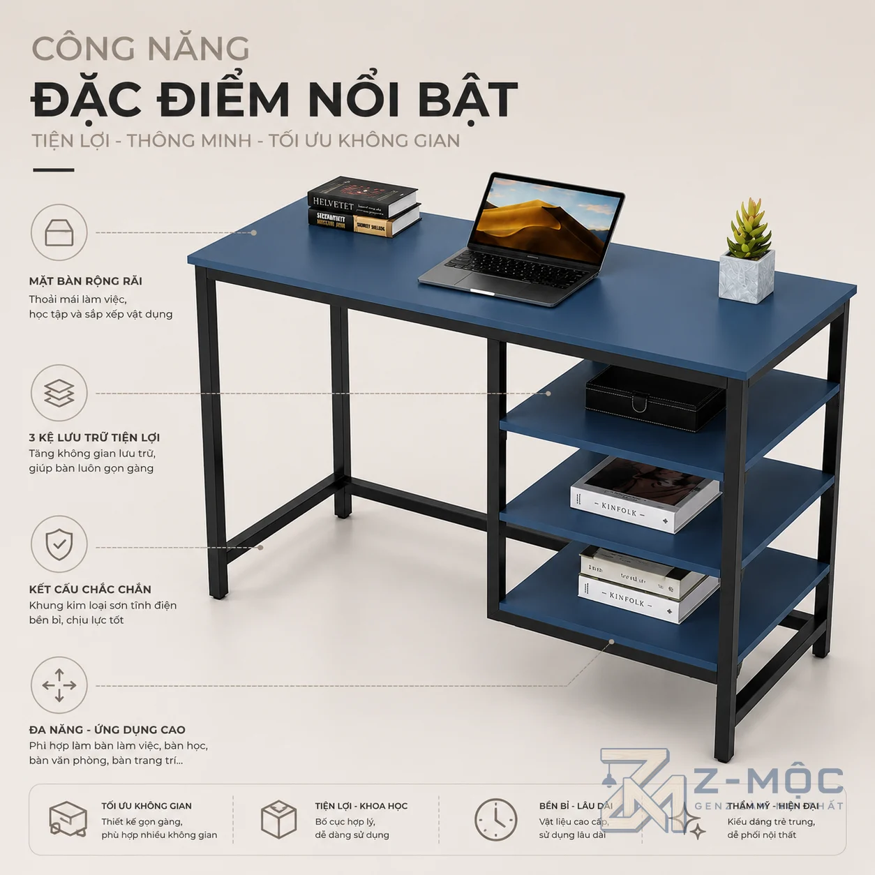 Hệ kệ lưu trữ tiện lợi cho góc làm việc