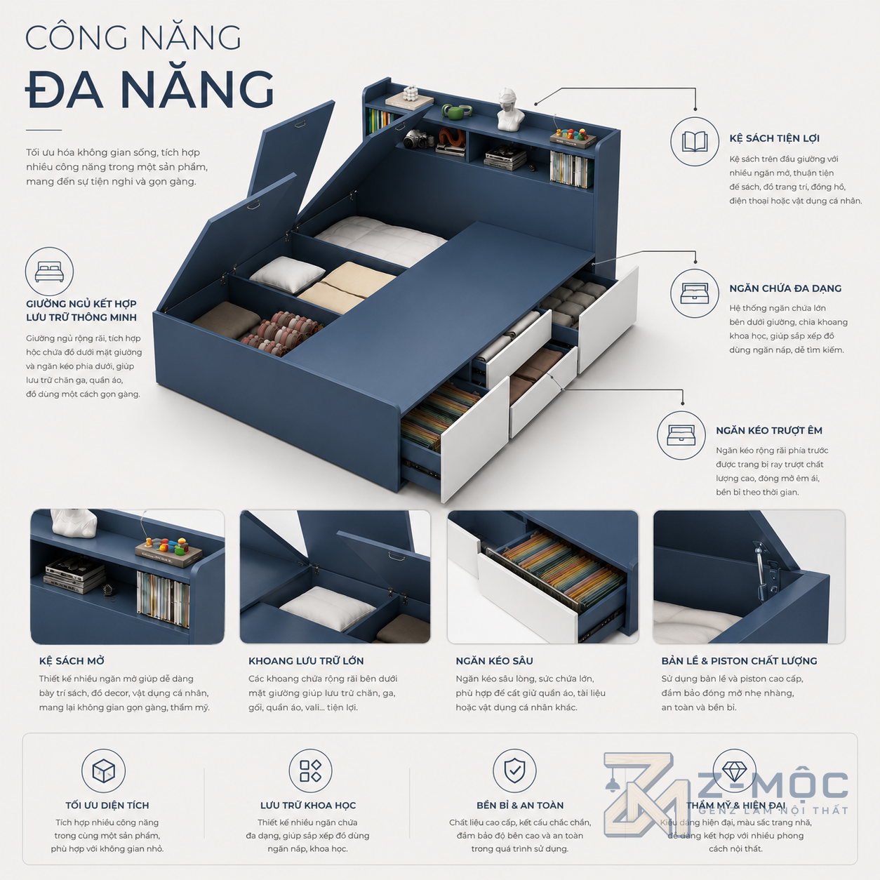 Hệ thống lưu trữ thông minh giúp tối ưu diện tích