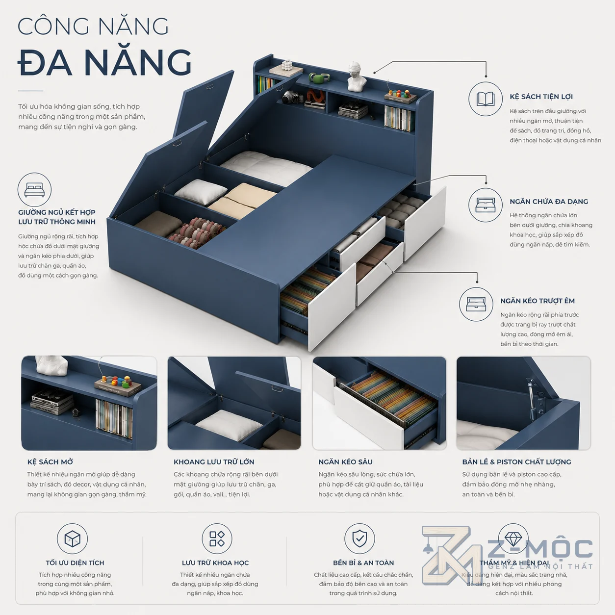 Hệ thống lưu trữ thông minh giúp tối ưu diện tích