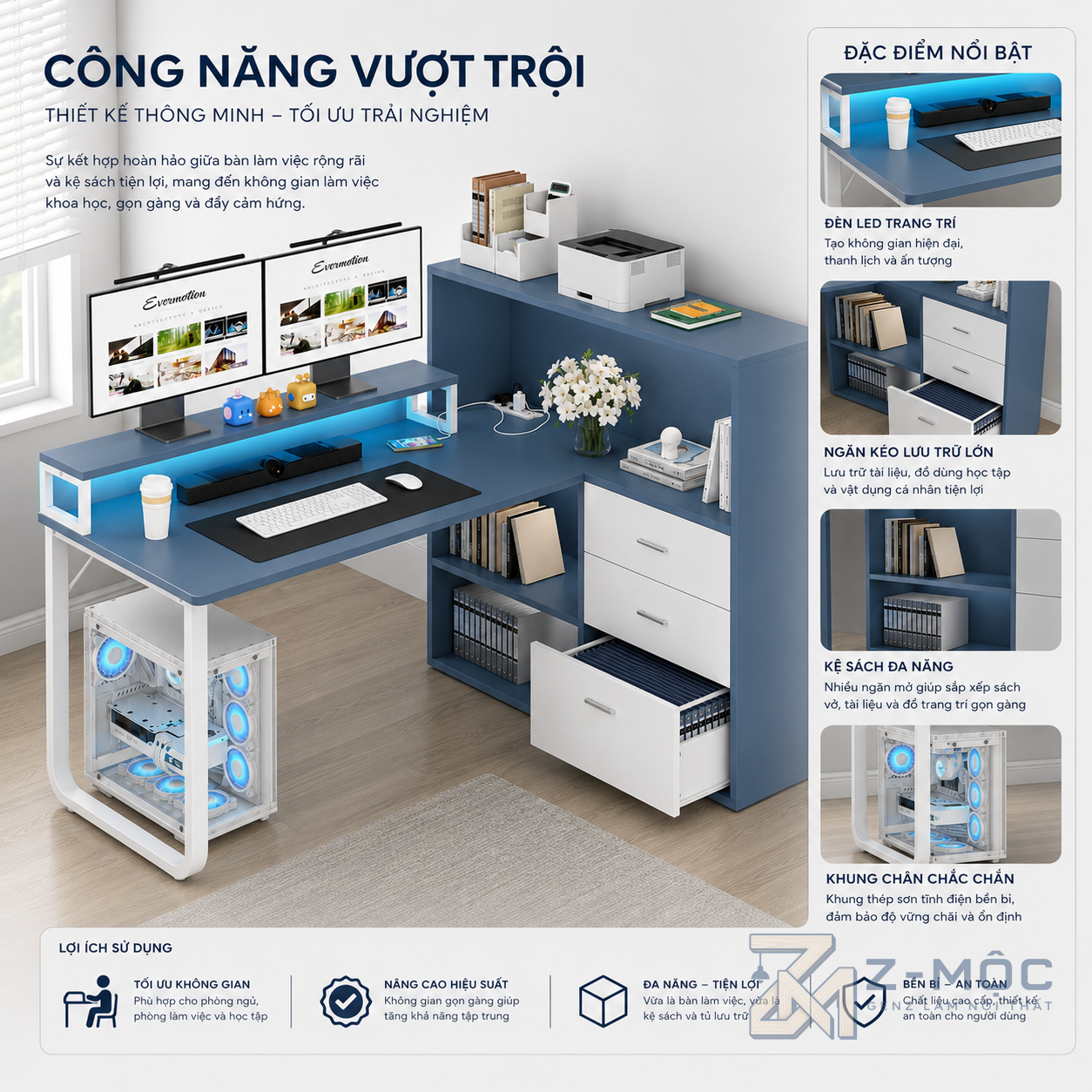 Hệ tủ lưu trữ giúp không gian luôn ngăn nắp