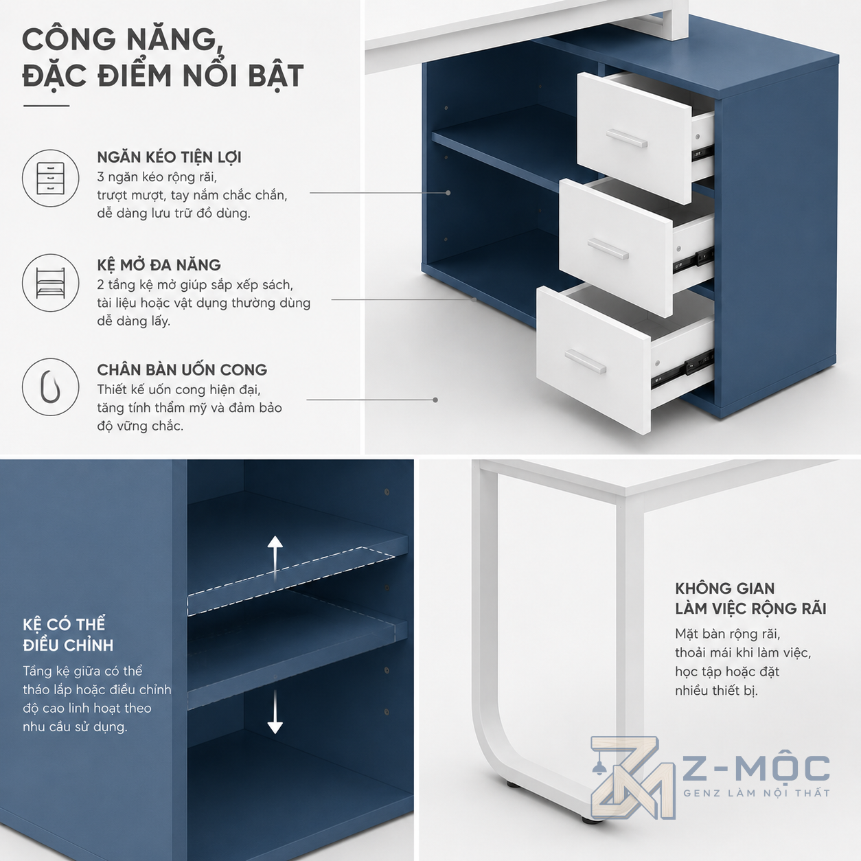 Hộc tủ 3 ngăn tăng khả năng lưu trữ