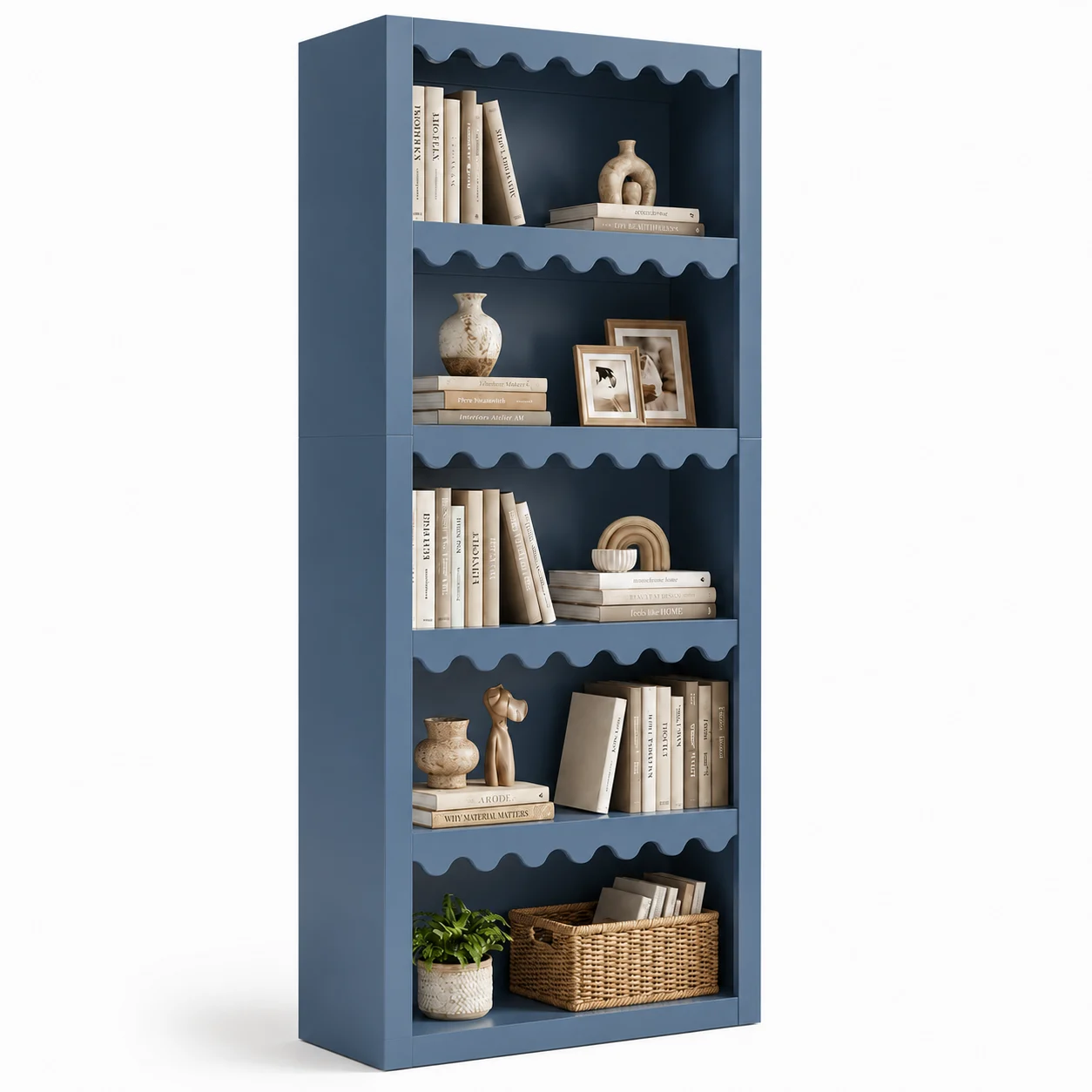 Kệ Sách Đứng Màu Xanh Gợn Sóng Độc Đáo ZM-71005 - 800x300x1800mm - ZM-71005.1