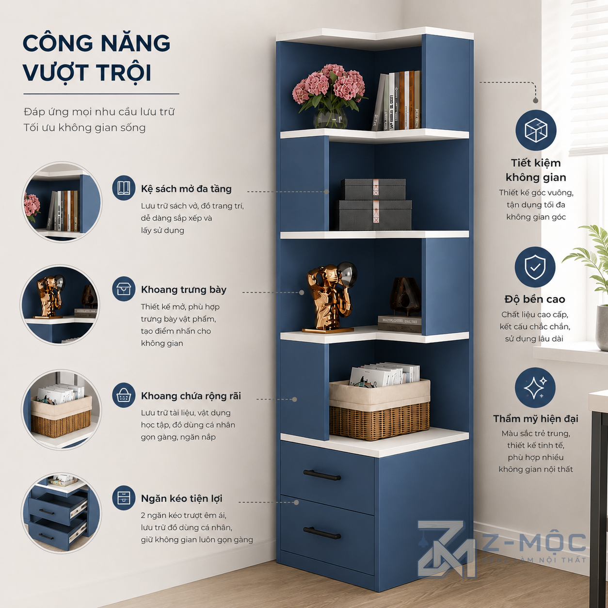 Kết hợp trưng bày và lưu trữ tiện lợi