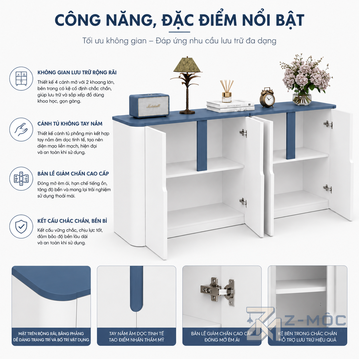Không gian lưu trữ rộng rãi, sử dụng linh hoạt