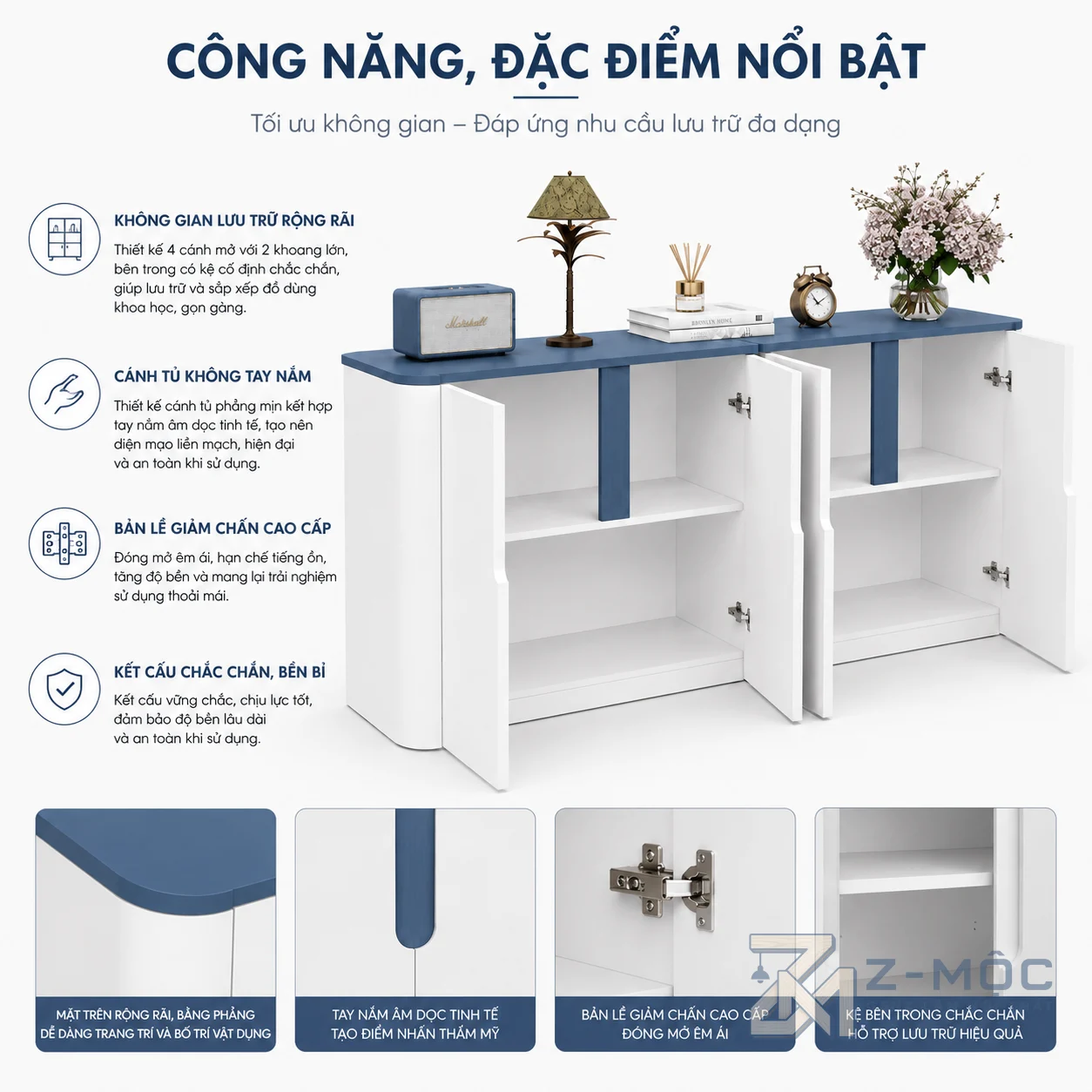 Không gian lưu trữ rộng rãi, sử dụng linh hoạt