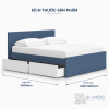 Kích thước chi tiết Giường Ngủ Gỗ Công Nghiệp Có Ngăn Kéo Màu Xanh ZM-11012