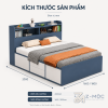 Kích thước chi tiết Giường Ngủ Thông Minh Nhiều Ngăn Chứa Tích Hợp Kệ Đầu Giường ZM-11001