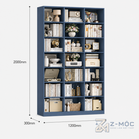 Kích thước chi tiết Kệ Sách Chia Ô Màu Xanh Dương Nhiều Ngăn Tiện Dụng ZM-71010