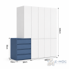 Kích thước chi tiết Tủ Quần Áo Cánh Phẳng Màu Trắng Kết Hợp Hộc Ngăn Kéo ZM-10005
